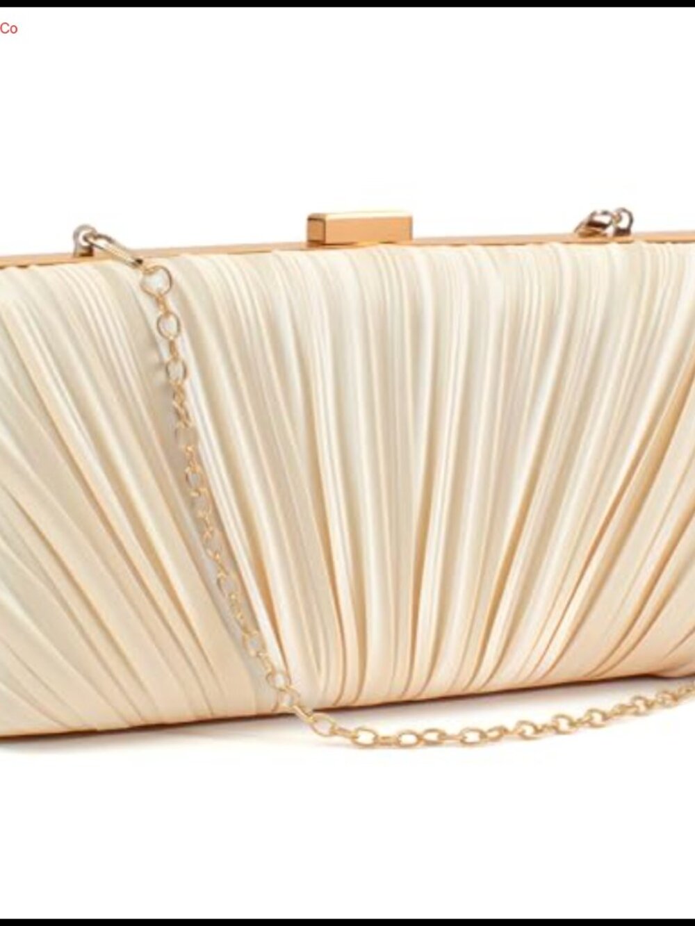 Pleated Satin Evening Clutch Scalloped Fan Clasp Formal Wedding Purse